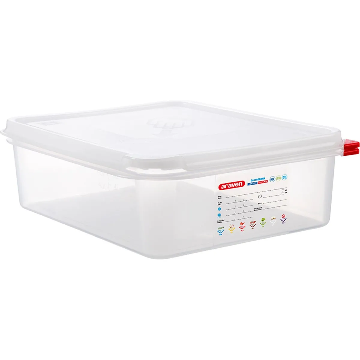 ARAVEN Gastronormbehälter mit Deckel, Polypropylen, GN 1/2 (100 mm)