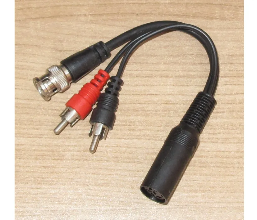 DIN Adapter 6pol Kupplung BNC-Stecker 2x Cinchstecker Video Audio Adapter AV VIDEOKABEL