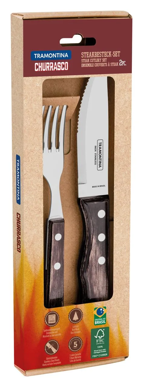 2-tlg. Jumbo-Steakbesteck-Set, braun