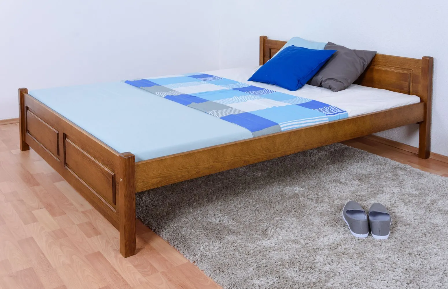 Jugendbett Kiefer massiv Vollholz Eichefarben Rustikal 77, inkl. Lattenrost - 160 x 200 cm (B x L)