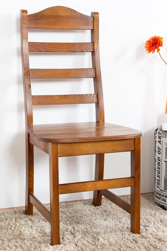 Stuhl Kiefer massiv Vollholz Eichefarben Rustikal Junco 245 - Abmessungen: 100 x 44,50 x 43,50 cm (H x B x T)