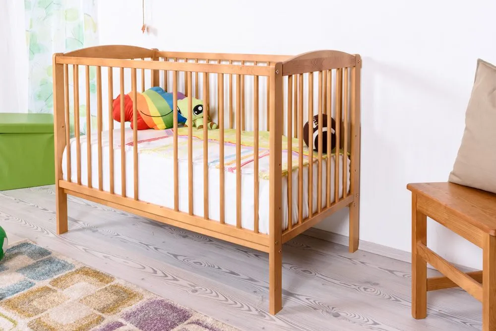 Gitterbett / Kinderbett Kiefer massiv Vollholz Erlefarben 103, inkl. Lattenrost - 60 x 120 cm (B x L)