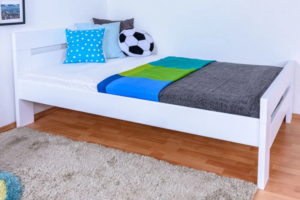 Jugendbett "Easy Premium Line" K6, 120 x 200 cm Buche Vollholz massiv weiß lackiert