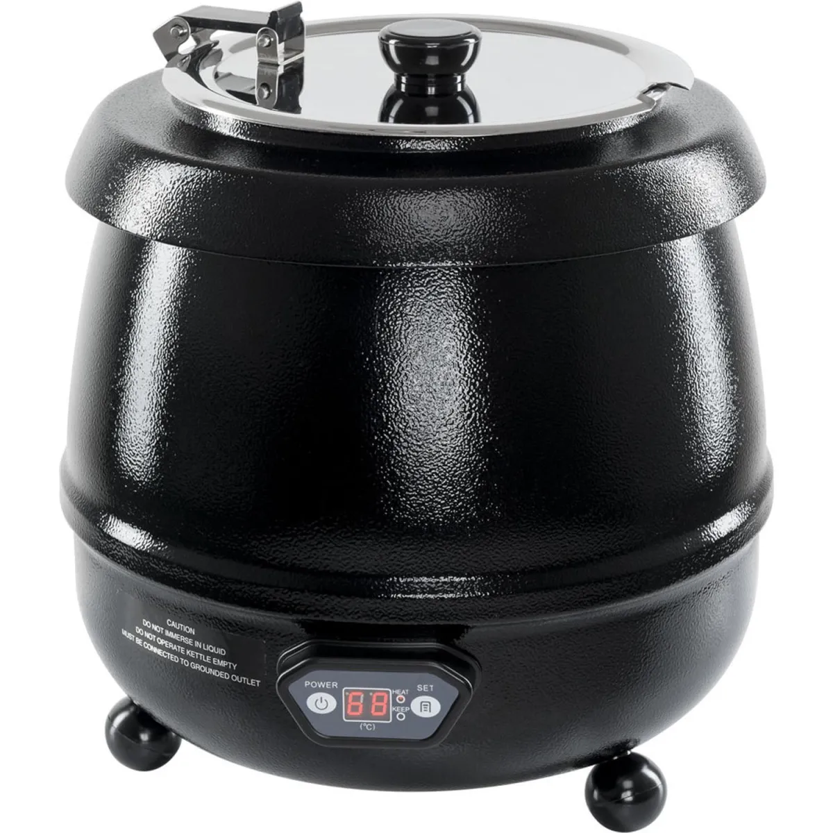 Elektrischer Suppentopf, schwarz, bauchige Form mit Digital-Display, 10 Liter