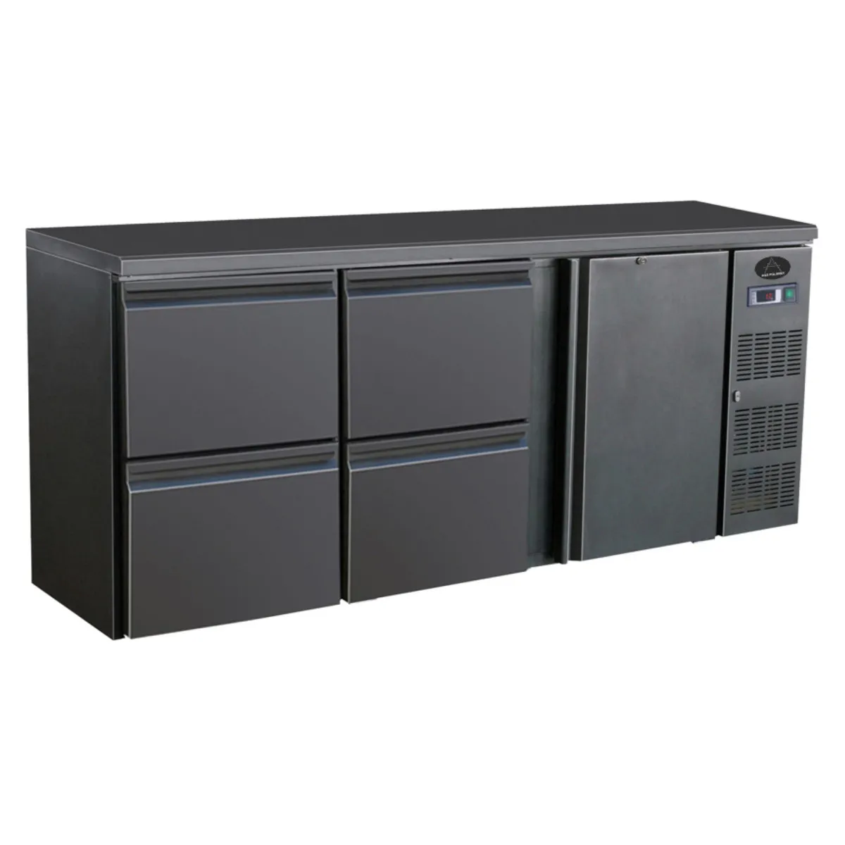 Flaschenkühltisch, 1 Tür, 4 Schubladen