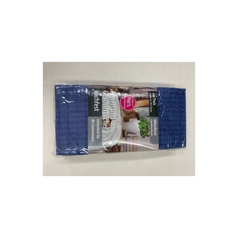 Gözze Gläserpoliertuch 50/70 cm, Frb. Royalblau, 3er Pack