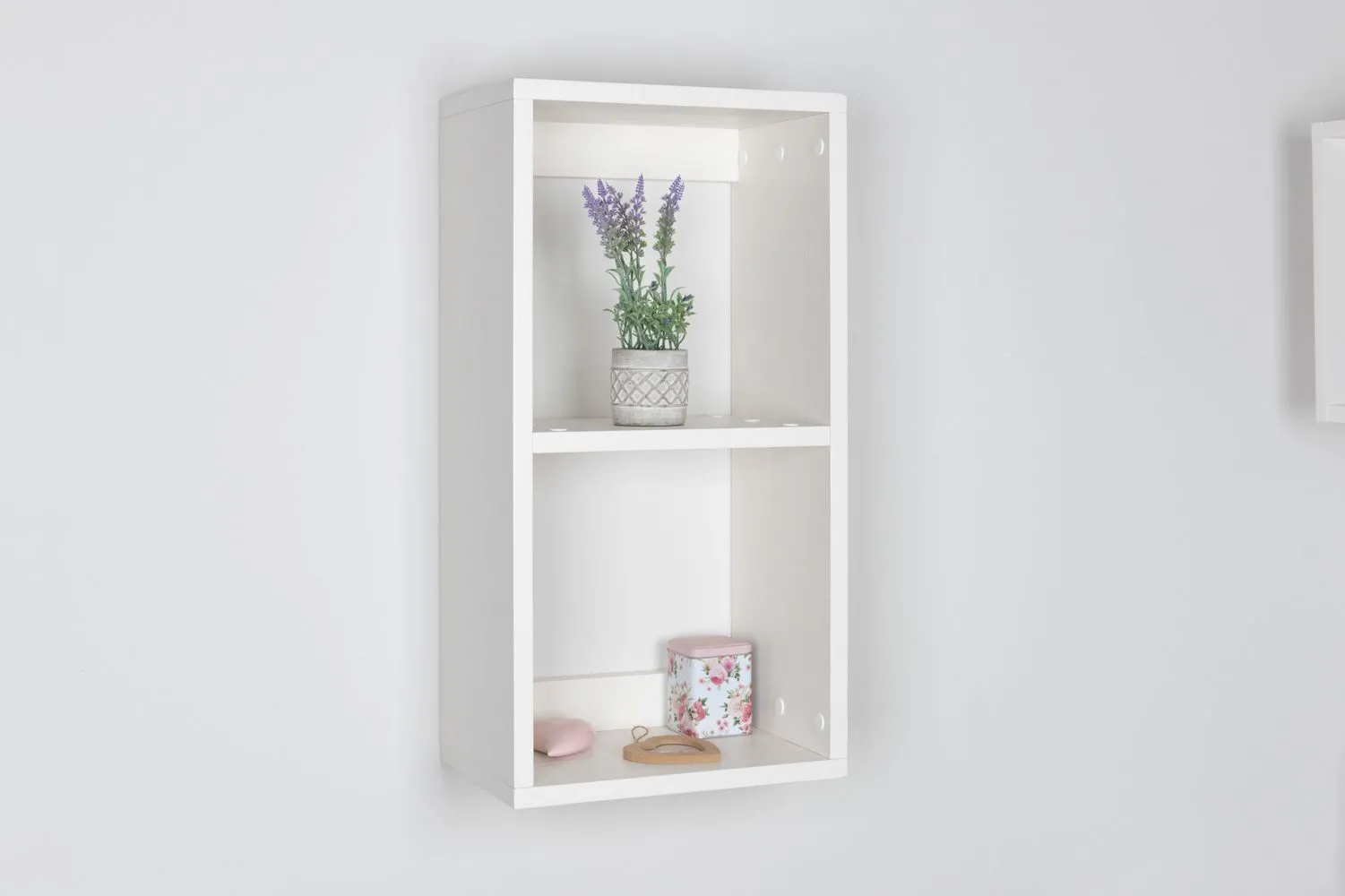 Hängeregal / Wandregal Milo 45, Farbe: Weiß, massiv - 37 x 72 x 25 cm (H x B x T)