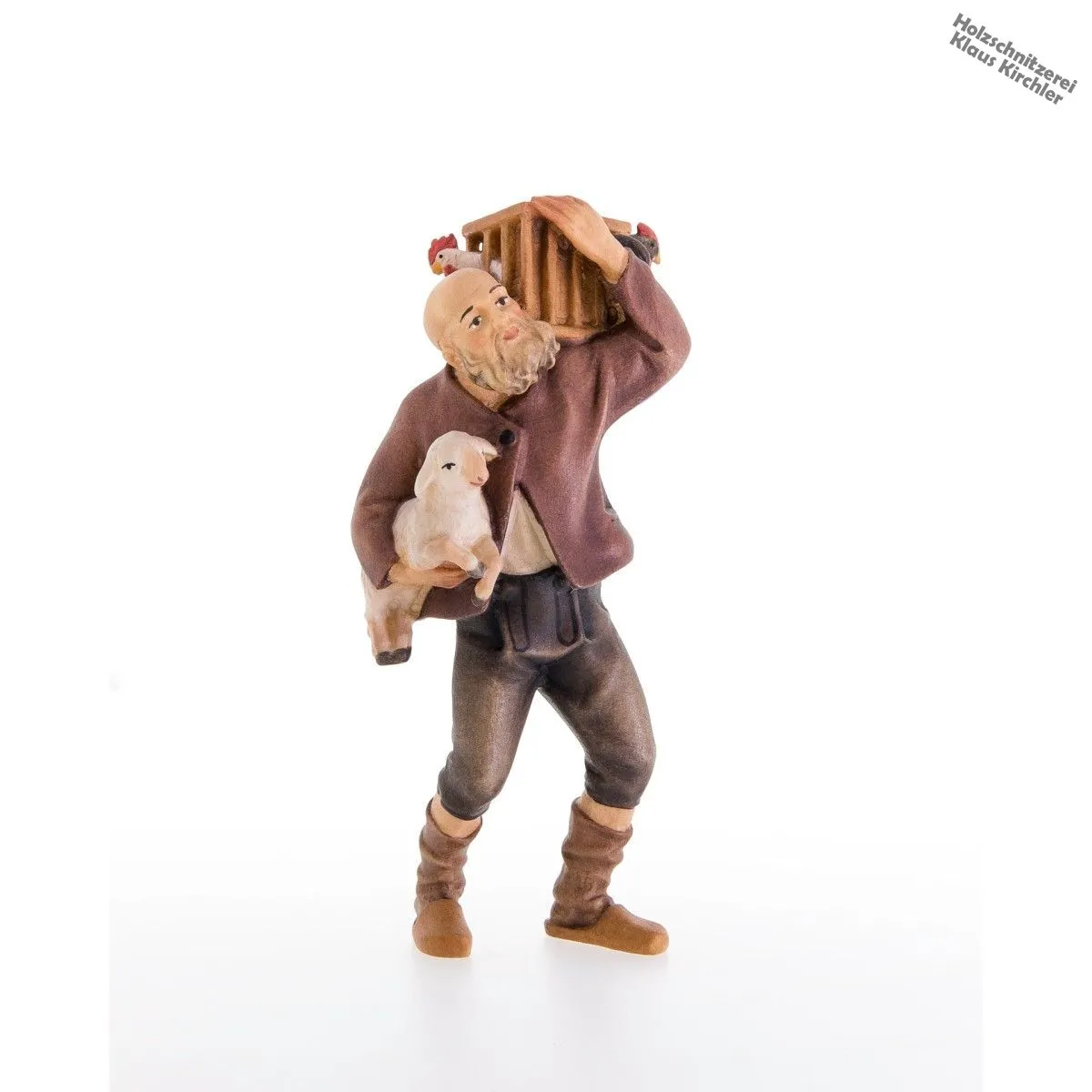 Pastore con gabbia e agnello