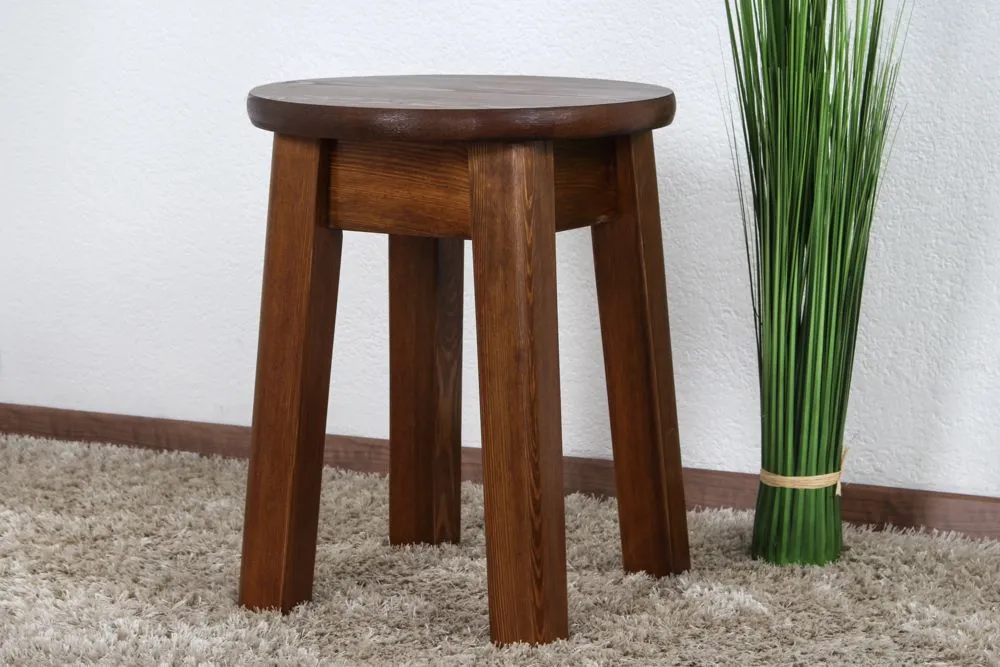 Hocker Kiefer massiv Vollholz Eichefarben 004 -  Abmessung: 45 x 35 cm (H x Ø)