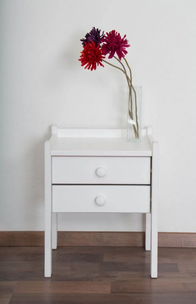 Nachtkommode Kiefer massiv Vollholz weiß lackiert 003 - Abmessung 52 x 40 x 33 cm (H x B x T)