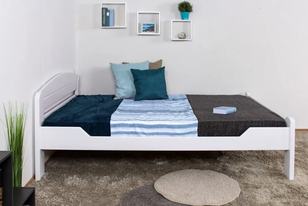 Jugendbett "Easy Premium Line" K5, 140 x 200 cm Buche Vollholz massiv weiß lackiert