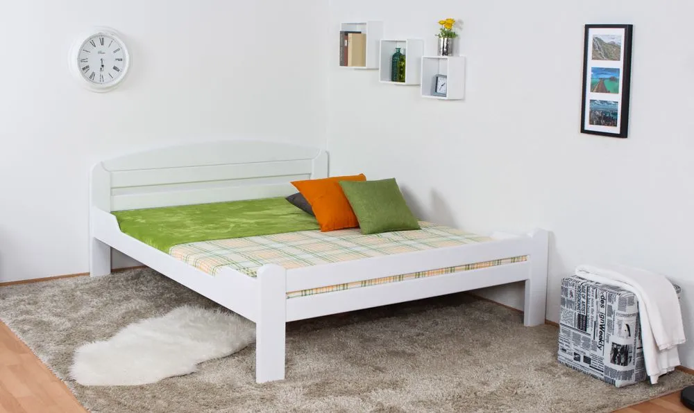 Einzelbett/ Gästebett "Easy Premium Line" K5, 160 x 200 cm Buche Vollholz massiv weiß lackiert