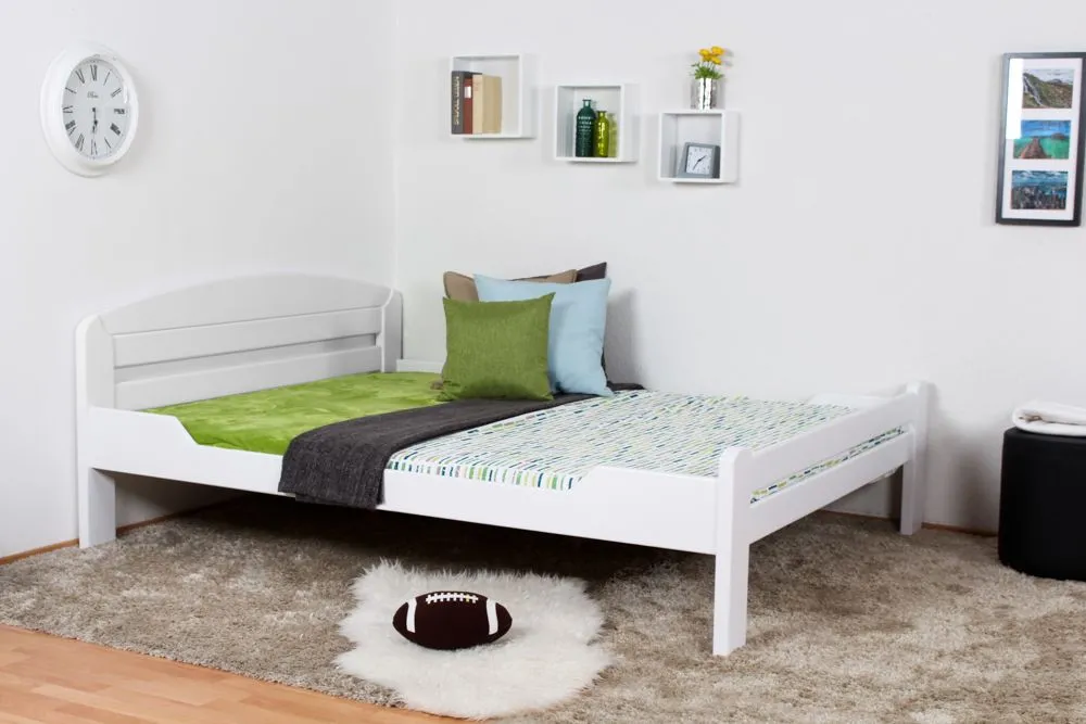 Jugendbett "Easy Premium Line" K5, 160 x 200 cm Buche Vollholz massiv weiß lackiert