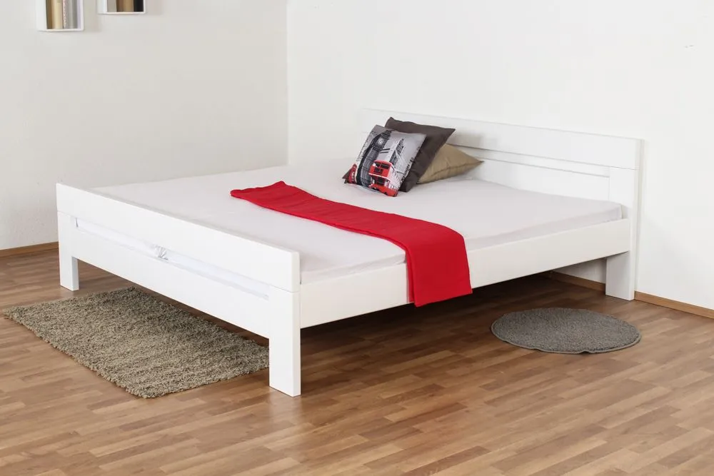 Jugendbett "Easy Premium Line" K6, 200 x 200 cm Buche Vollholz massiv weiß lackiert