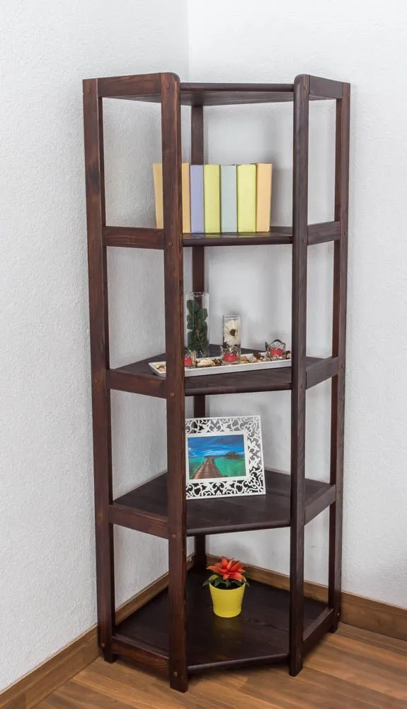 Regal / Eckregal Kiefer massiv Vollholz Nussfarben 006 - Abmessung 163 x 74 x 60 cm (H x B x T)