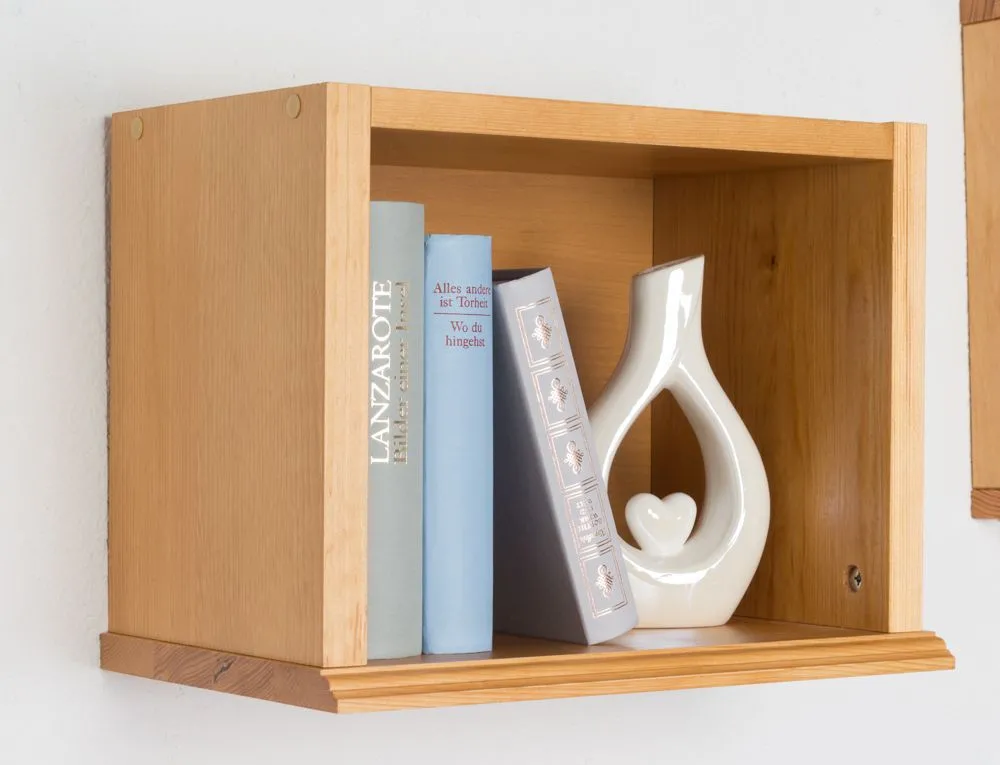 Hängeregal / Wandregal Kiefer massiv Vollholz Erlefarben Junco 335 - 30 x 40 x 24 cm (H x B x T)