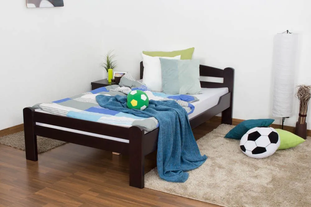 Jugendbett "Easy Premium Line" K4, 120 x 200 cm Buche Vollholz massiv schokobraun lackiert