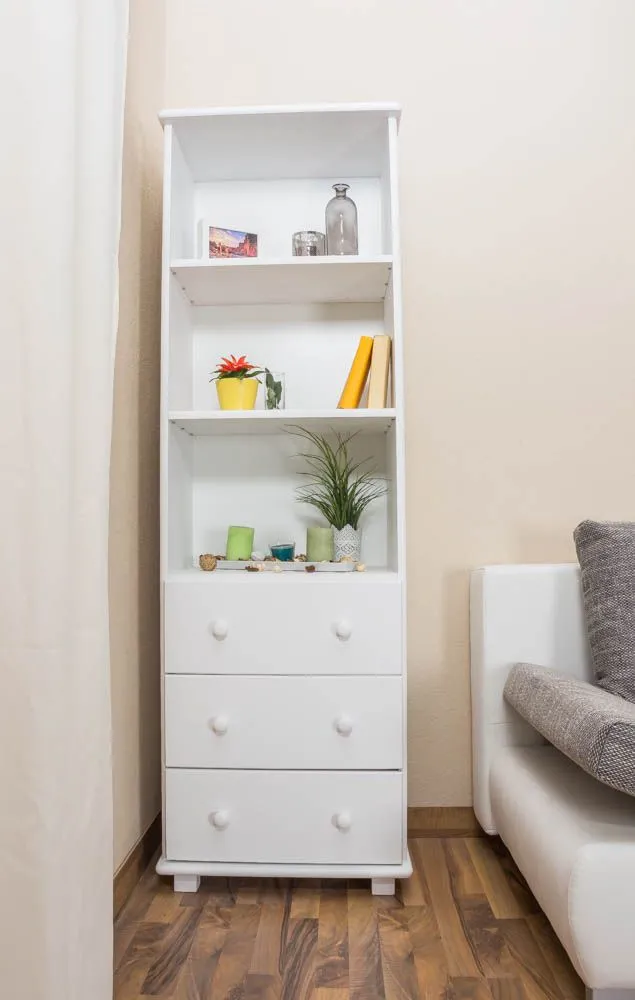 Bücherregal Kiefer massiv Vollholz weiß lackiert B004 - Abmessung 190 x 60 x 42 cm (H x B x T)