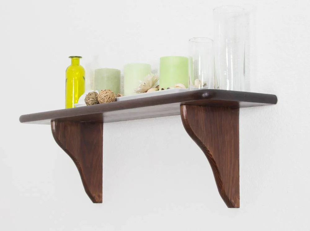 Hängeregal / Wandregal Kiefer massiv Vollholz Nussfarben 006 - Abmessung 24 x 80 x 20 cm (H x B x T)