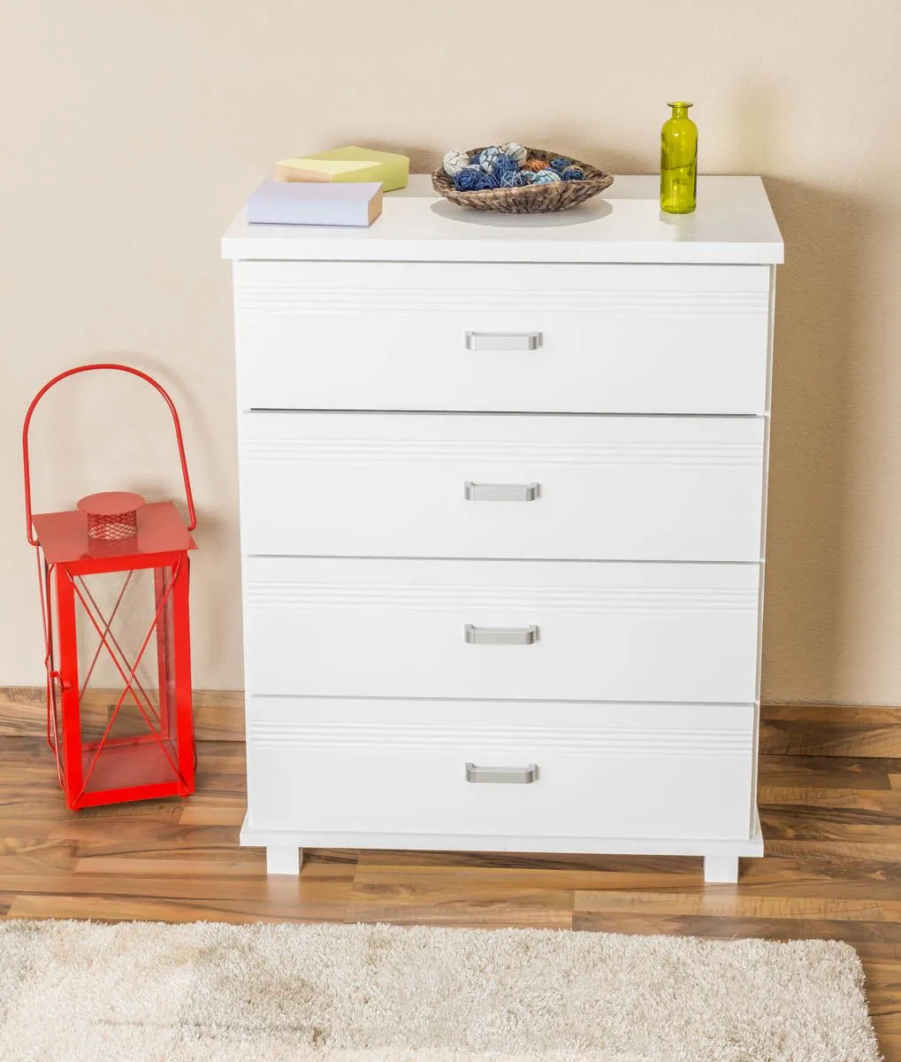 Kommode Kiefer massiv Vollholz Weiß Columba 06 - Abmessung 101 x 80 x 50 cm