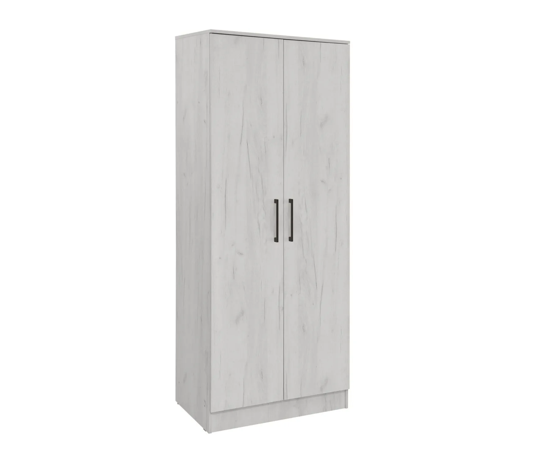 Drehtürenschrank / Kleiderschrank Sidonia 03, Farbe: Eiche Weiß - 200 x 82 x 53 cm (H x B x T)