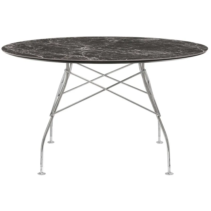 Tisch Glossy Marmor Chrom (Ø 128cm) von Kartell