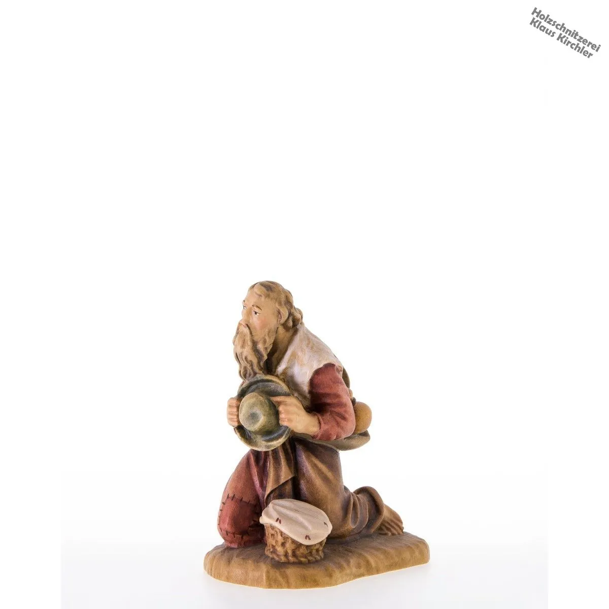 Kniender Hirt mit Hut und Korb