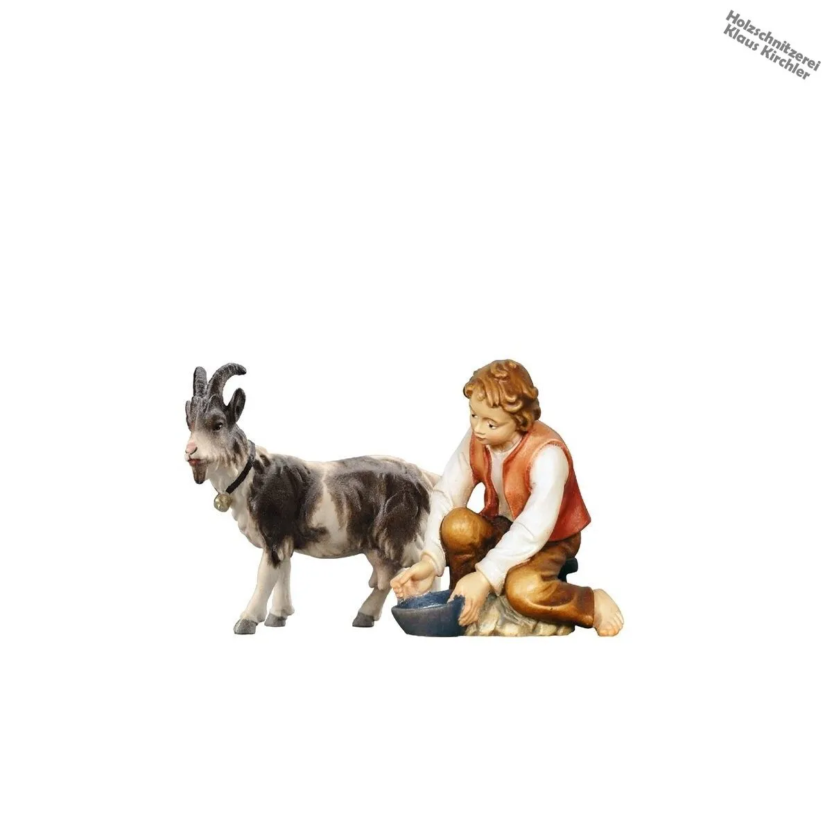 KO Junge melkend mit Ziege