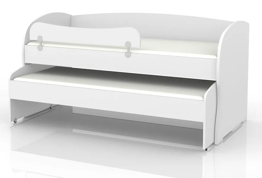 Kinderbett / Jugendbett Benjamin 02 inkl. 2. Liegeplatz, Farbe: Weiß - Liegefläche: 90 x 200 cm (B x L)