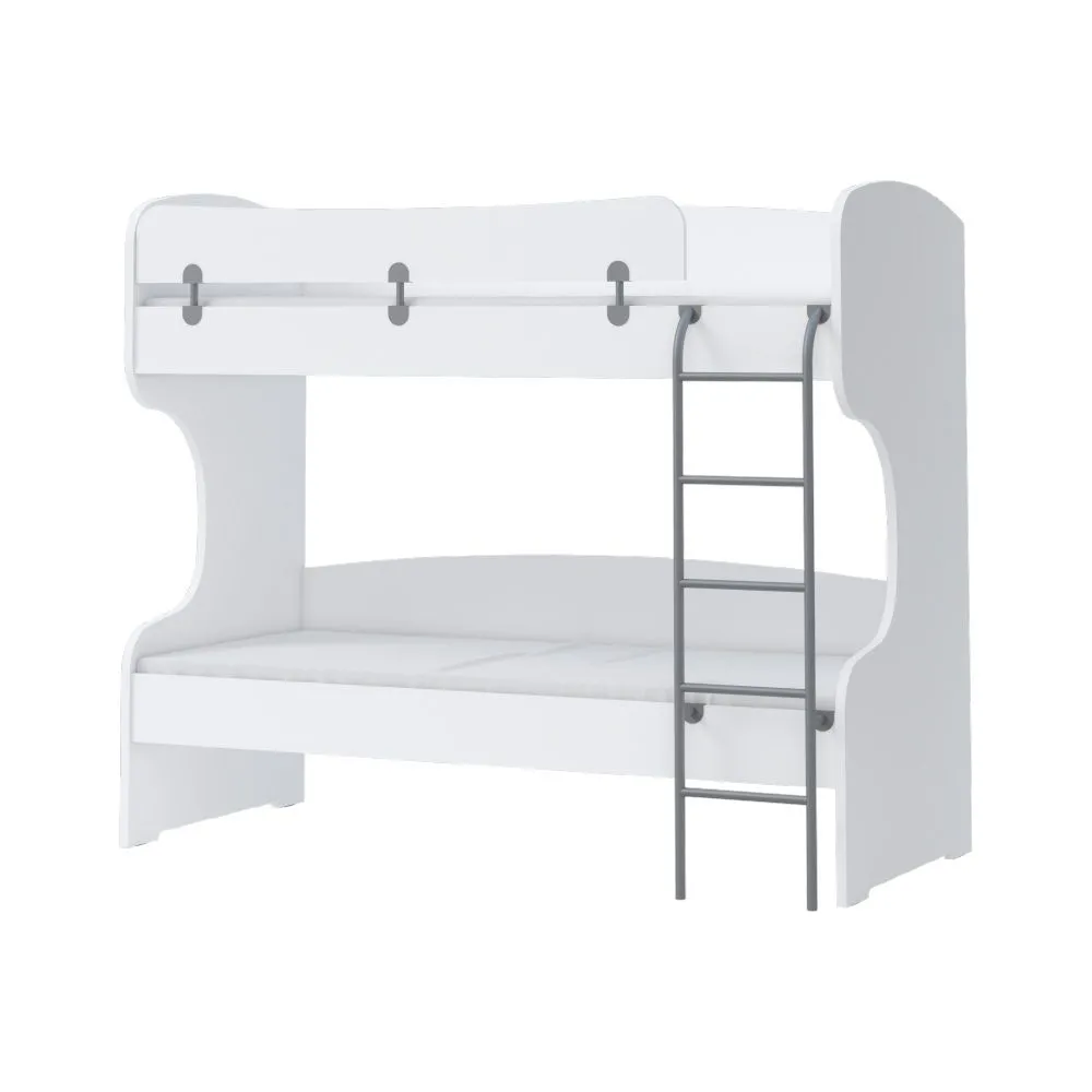 Kinderbett / Etagenbett Benjamin 03, Farbe: Weiß - Liegefläche: 90 x 200 cm (B x L)