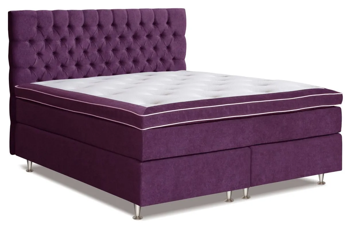 Boxspringbett MINDORO, Box: Bonellfederkern, Matratze: Taschenfederkern, Top Matress: Schaumstoff - Abmessung: 105 x 200 cm - Farbe: Violett