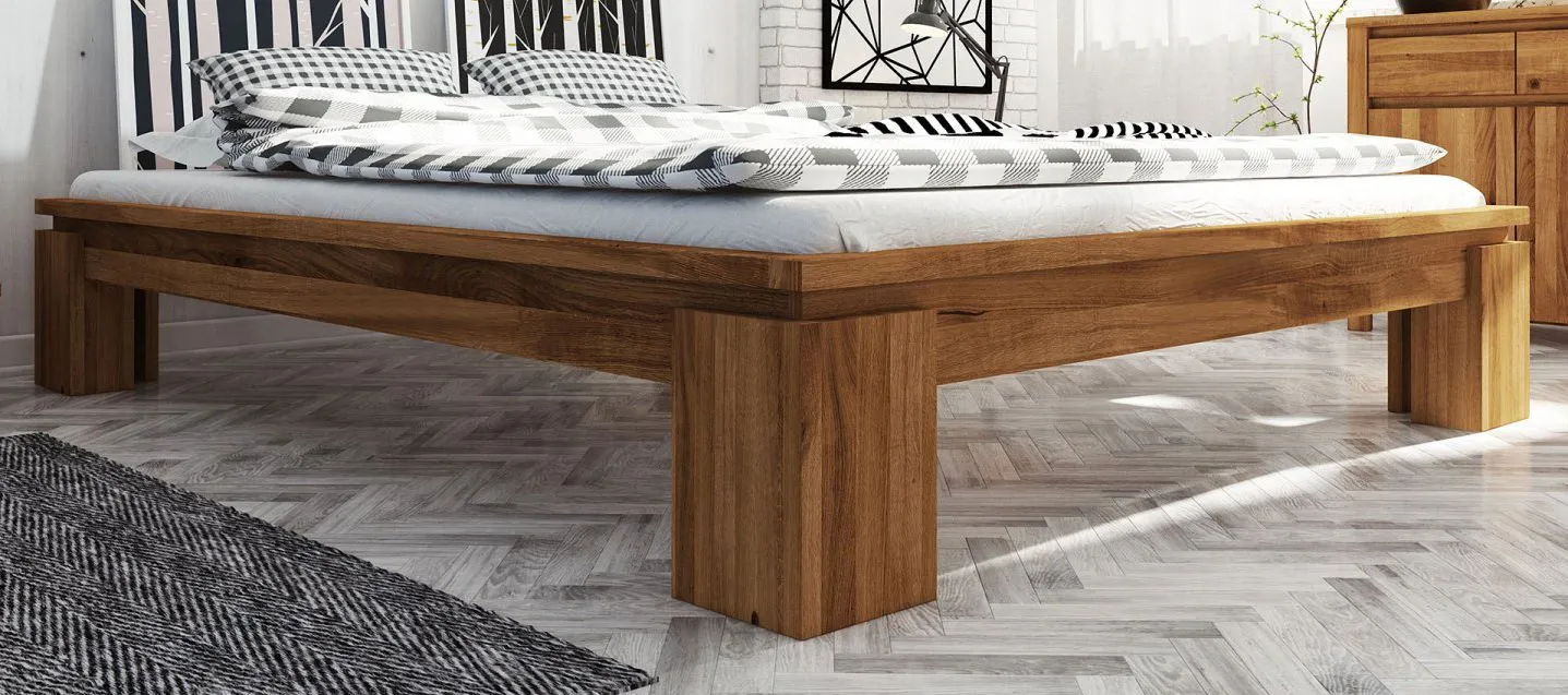 Einzelbett / Gästebett Tasman 03 Wildeiche massiv geölt - Liegefläche: 140 x 200 cm (B x L)