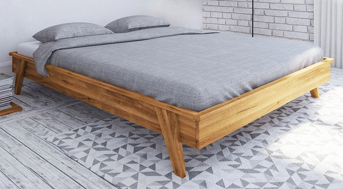 Doppelbett Otago 03 Wildeiche massiv geölt - Liegefläche: 180 x 200 cm (B x L)