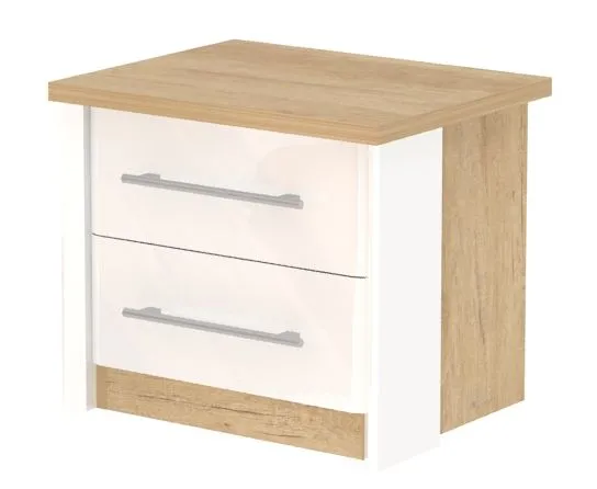 Nachtkästchen Lepa 31, Farbe: Eiche Braun / Weiß Hochglanz - Abmessungen: 45 x 52 x 42 cm (H x B x T)