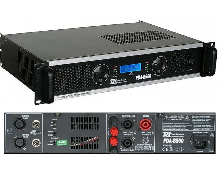 PDA-B500 PA-Verstärker 2x250W rms PA 19zoll Endstufe blaue LCD Anzeige 500W rms Briged
