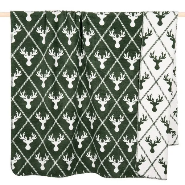 pad Decke Canada Hirschköpfe Grün (150x200cm)
