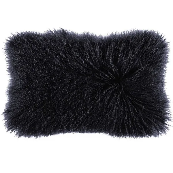 pad Kissenhülle Lammfell Kissen Glory Schwarz (30x50cm)