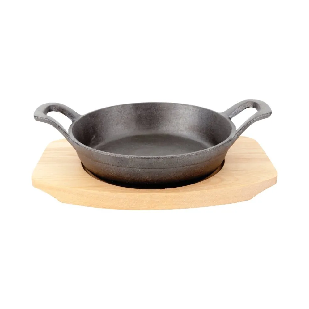 PLAYGROUND Gusseisen / Cast iron Pfanne rund mit Holzuntersetzer 16cm