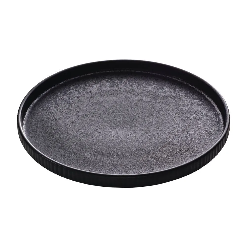 Playground NARA Teller flach rund Relief schwarz 27 cm