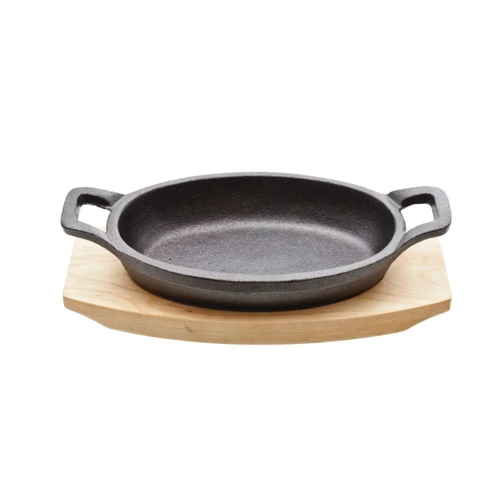 Playground Pfanne oval 2 Griffe 16 cm mit Holzuntersetzer