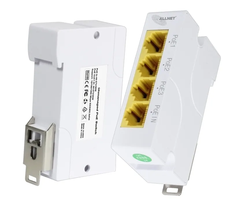 LAN RJ45 PoE Switch Hutschiene 4Port davon 3xPoE 10-100-1000Mbit