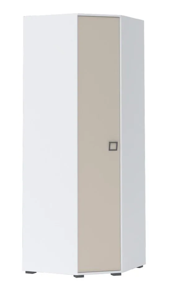 Drehtürenschrank / Eckkleiderschrank 20, Farbe: Weiß / Creme - Abmessungen: 236 x 86 x 86 cm (H x B x T)