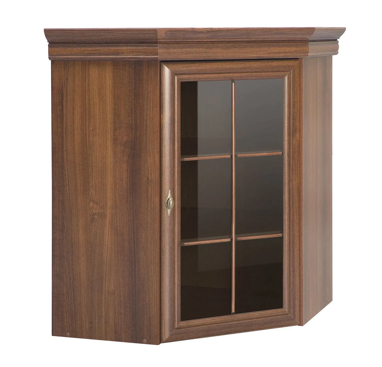 Vitrinenaufsatz für Kommode Sentis, Farbe: Dunkelbraun - 97 x 75 x 75 cm (H x B x T)