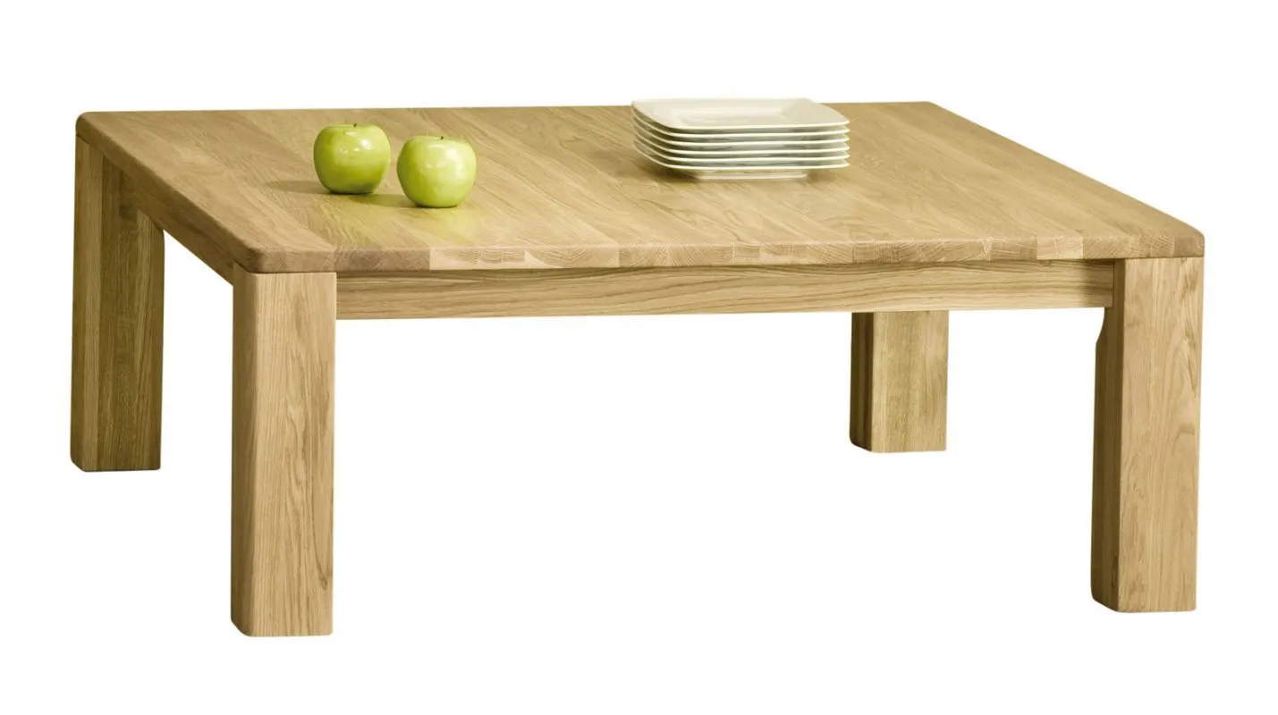 Couchtisch Jussara 15, Farbe: Natur, Eiche massiv – 100 x 100 x 39 cm (B x T x H)