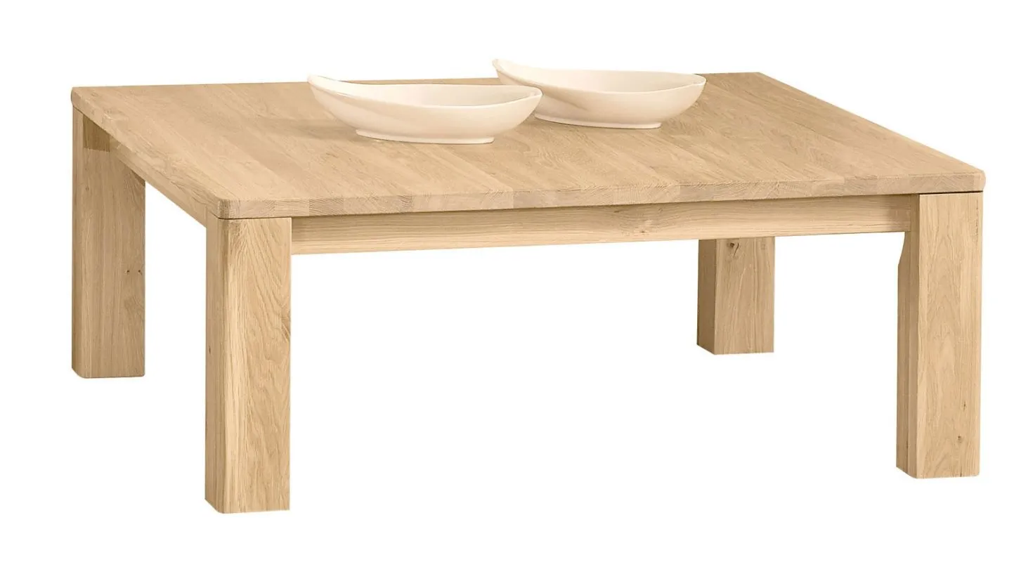 Couchtisch Jussara 15, Farbe: Hellbraun, Eiche massiv – 100 x 100 x 39 cm (B x T x H)