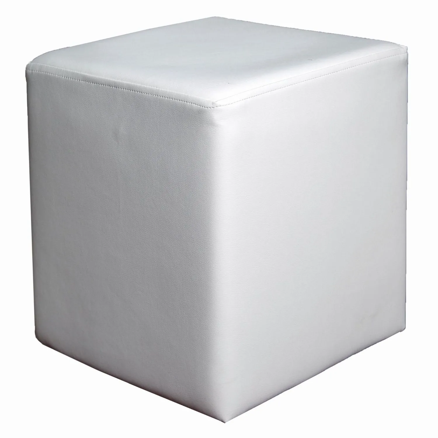 Würfelförmiger Hocker, schlichter Pouf Bassila 04 in Weiß, 40 x 36 x 36 cm, quadratisch, bequem