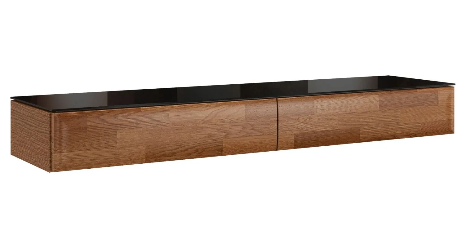 Schminktischaufsatz "Postira" 42, Farbe: Walnuss / Schwarz, teilmassiv - Abmessungen: 14 x 114 x 30 cm (H x B x T)