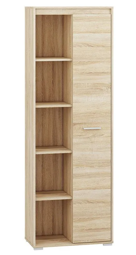 Schrank Mochis 06, Farbe: Sonoma Eiche hell inklusive 3 Farbeinsätzen - Abmessungen: 200 x 69 x 34 cm (H x B x T), mit 1 Tür und 10 Fächern