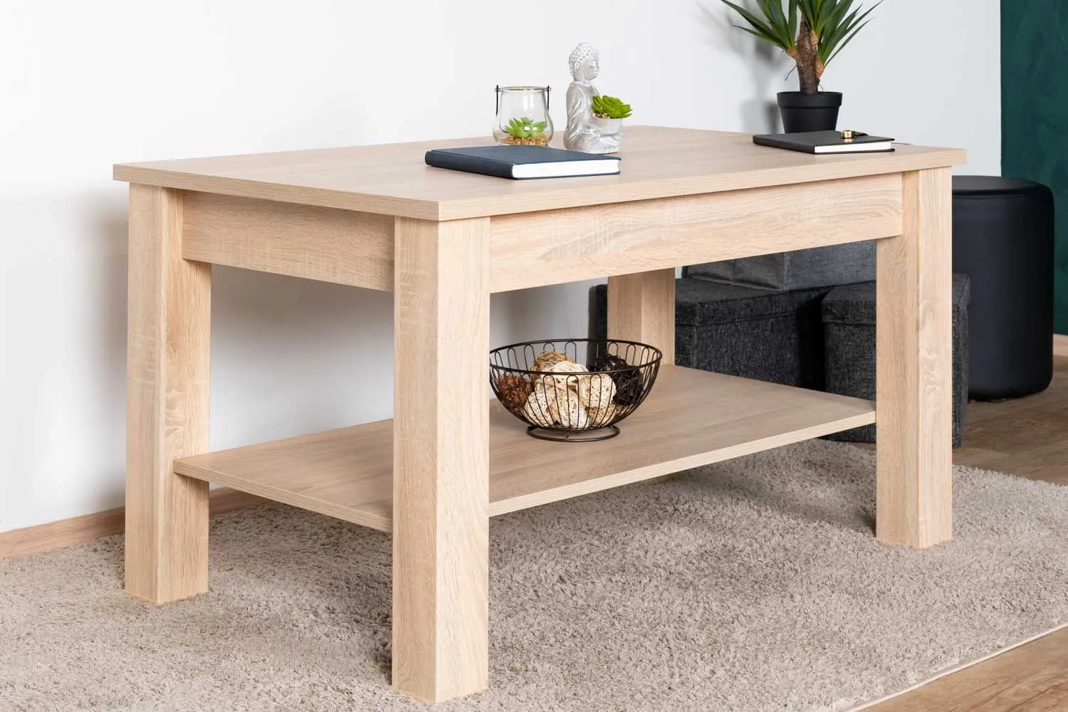 Couchtisch Mesquite 21, Farbe: Sonoma Eiche hell - Abmessungen: 103 x 65 x 57 cm (B x T x H)