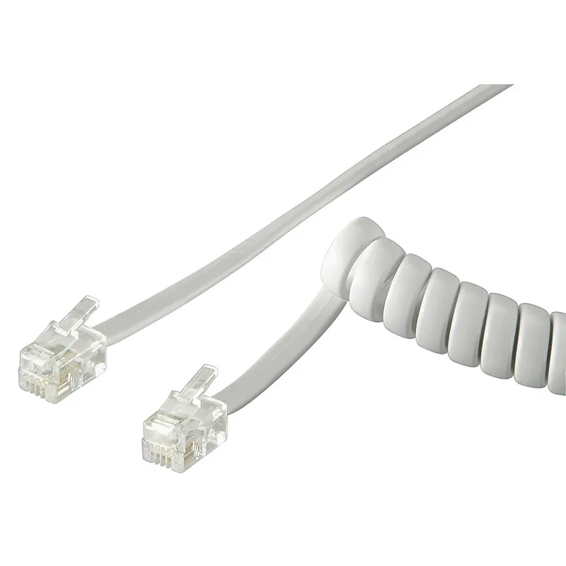 4m Telefonkabel CROSS Spiralkabel mit RJ10 Modularstecker Weiss